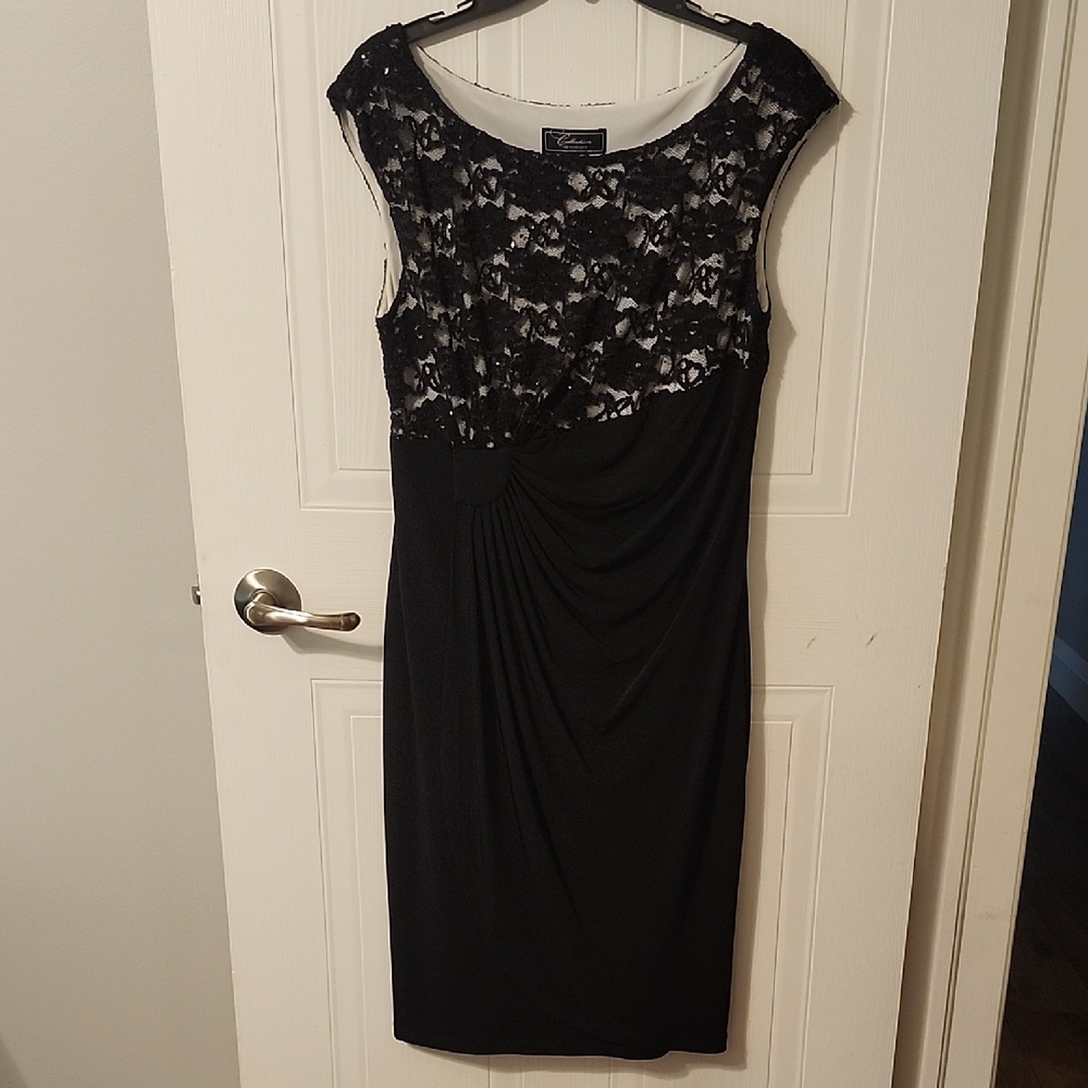 dressbarn Black and White Lace Midi Dress